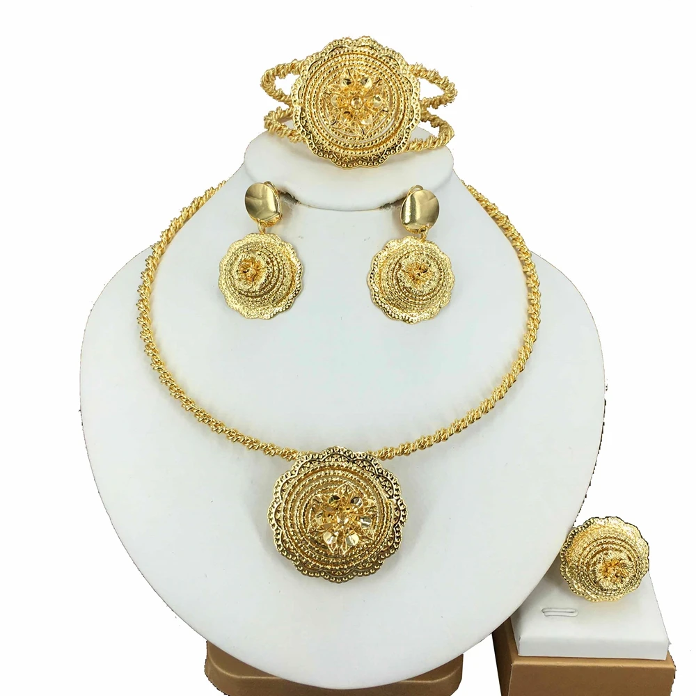 Latest Trendy Women Fashion Jewelry Set Brazilian Dubai Gold-Plated Wedding Bridal Simple Pendant Necklace Gifts FHK15753
Latest Trendy Women Fashion Jewelry Set Brazilian Dubai Gold-Plated Wedding Bridal Simple Pendant Necklace Gifts FHK15753