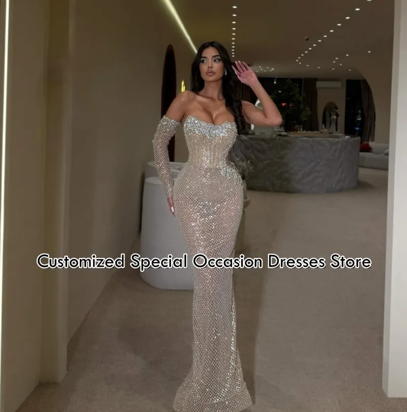 Graceful Evening Dresses Long Mermaid Sleeveless High Quality Beaded Diamonds Wedding Party Dress Vestido De Festa Customized
Graceful Evening Dresses Long Mermaid Sleeveless High Quality Beaded Diamonds Wedding Party Dress Vestido De Festa Customized