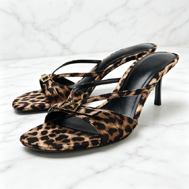 Sexy Leopard Print Stiletto Mules Sandals Women Fashion Metal Buckle Detail Slide Sandals Street Style Comfortable Women Shoes
Sexy Leopard Print Stiletto Mules Sandals Women Fashion Metal Buckle Detail Slide Sandals Street Style Comfortable Women Shoes