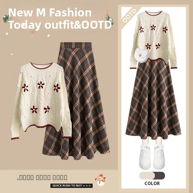 New Year's Women's Winter Outfit Fufu Lazy Sle Age-Defng Knitted Top And Plaid Skirt Two-Piece Set High Waist Midi S...
New Year's Women's Winter Outfit Fufu Lazy Sle Age-Defng Knitted Top And Plaid Skirt Two-Piece Set High Waist Midi S...