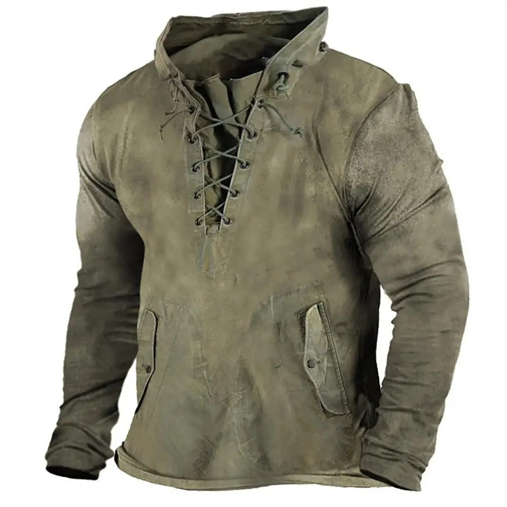 Cross Lace-up Drawstring Men Hoodie Autumn Winter Training T-shirt Sweatshirt Retro Pure Color Loose Pullover Men Sweatshirt
Cross Lace-up Drawstring Men Hoodie Autumn Winter Training T-shirt Sweatshirt Retro Pure Color Loose Pullover Men Sweatshirt