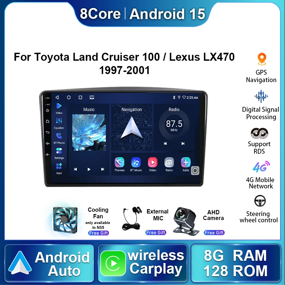 8+128G Android15 Auto Radio For Lexus LX470 Toyota Land Cruiser 100 LC100 1997-2001 Car Multimedia Player Carplay Navigation GPS
8+128G Android15 Auto Radio For Lexus LX470 Toyota Land Cruiser 100 LC100 1997-2001 Car Multimedia Player Carplay Navigation GPS