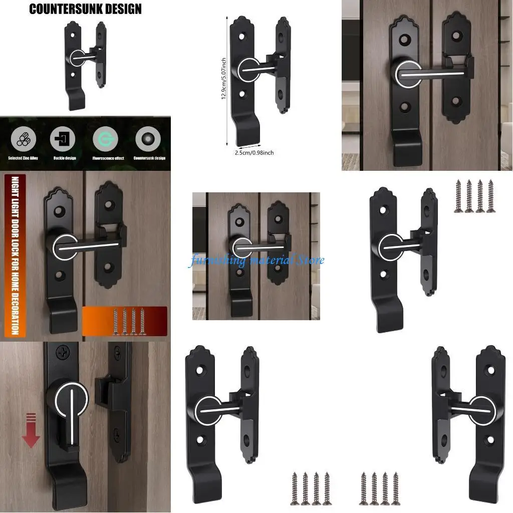 Y5GD 90 Degree Barn Door Lock Luminously Safety Sliding Door Lock Zincs Alloy Safety Door Lock Hardware Enduring
Y5GD 90 Degree Barn Door Lock Luminously Safety Sliding Door Lock Zincs Alloy Safety Door Lock Hardware Enduring