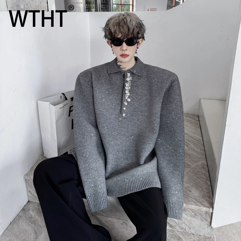 WTHT модный мужской свитер с блестками и пуговицами, модный однотонный свитер с отложным воротником, мужской свитер 2023, осень 2A2070
WTHT модный мужской свитер с блестками и пуговицами, модный однотонный свитер с отложным воротником, мужской свитер 2023, осень 2A2070