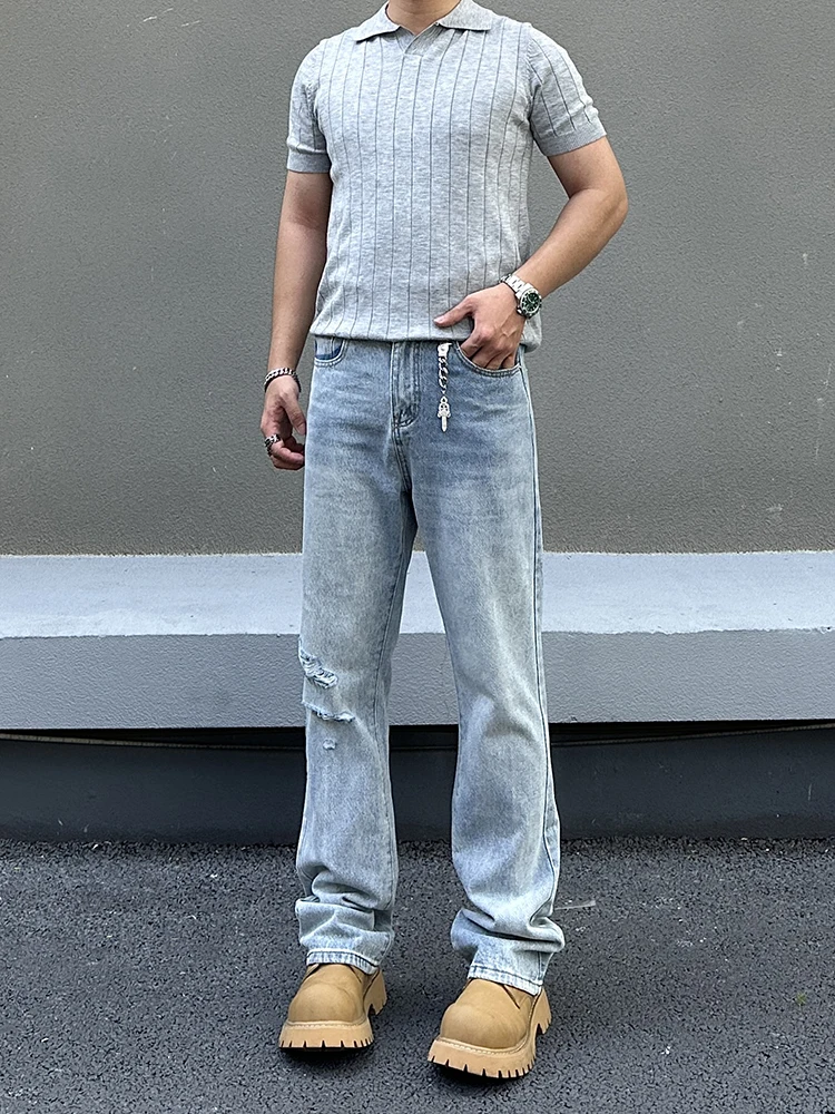 Slim Fit Blue Jeans High Street Vibe Ripped Straight Leg Cleanfit Cotton Blend Casual Youthful Sle All Season Wear
Slim Fit Blue Jeans High Street Vibe Ripped Straight Leg Cleanfit Cotton Blend Casual Youthful Sle All Season Wear