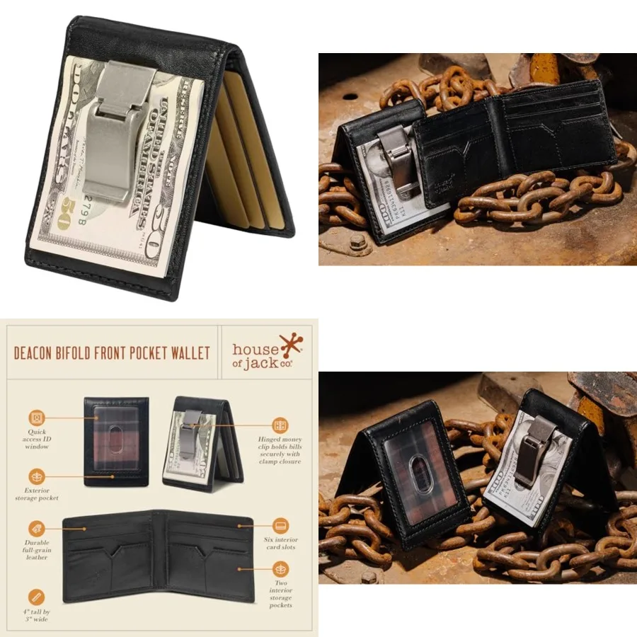 Maverick Bifold Money Clip Wallet for Men Slim Front Pocket Leather Wallet with Metal Cash Clip, Exterior ID Window and Card Ho
Maverick Bifold Money Clip Wallet for Men Slim Front Pocket Leather Wallet with Metal Cash Clip, Exterior ID Window and Card Ho