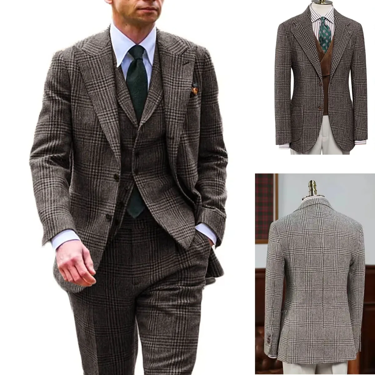 Retro Wool high-end Men's Suits Autumn Winter Woolen Blazer Vest pants for Men Brown Single Breasted Formal Man Suit Jackets
Retro Wool high-end Men's Suits Autumn Winter Woolen Blazer Vest pants for Men Brown Single Breasted Formal Man Suit Jackets