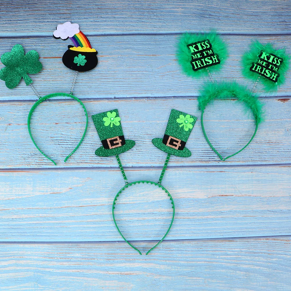 4pcs Hair Hoops Saint Patrick's Day Party Green Headb Accessories Photo Props Safe Comfortable Costumes Leprechaun Style 
4pcs Hair Hoops Saint Patrick's Day Party Green Headb Accessories Photo Props Safe Comfortable Costumes Leprechaun Style