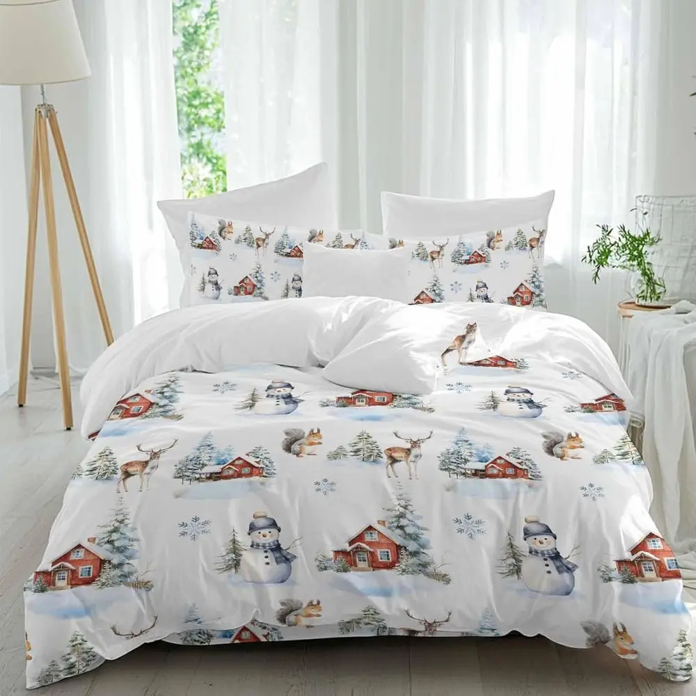 Merry Chrisas Sheet Set, Winter orest Deer Squirrel Animal Git Winter lake 4 Pieces Breathable Sot Duvet Cover Set Bedding Cozy
Merry Chrisas Sheet Set, Winter orest Deer Squirrel Animal Git Winter lake 4 Pieces Breathable Sot Duvet Cover Set Bedding Cozy