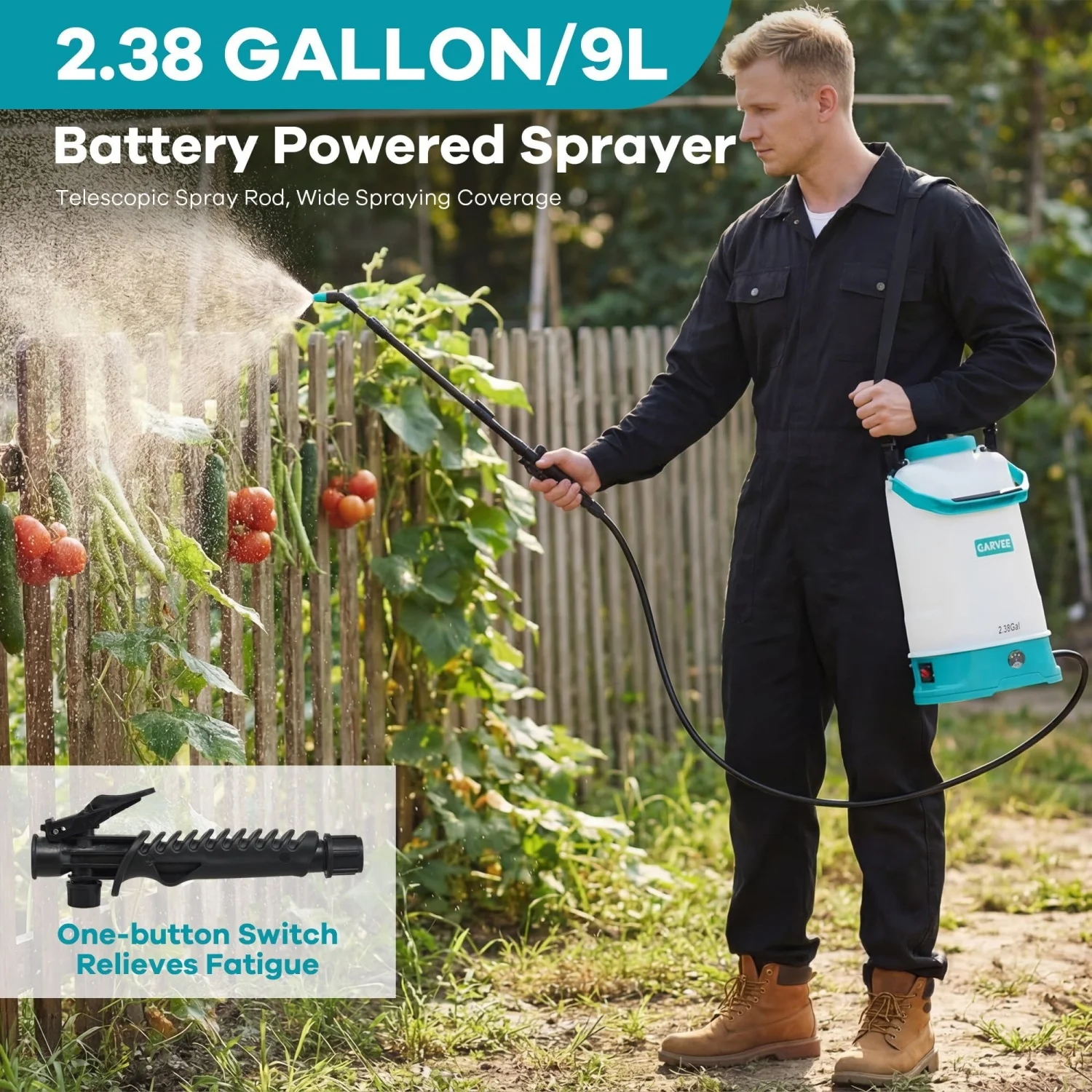 1.32/1.85/2.38 Gallon Battery Powered Sprayer, 0-60 PSI Adjustable Pressure Electric Sprayer with 12V 2Ah Battery, Adjustable Shoulder Strap, Wand & Nozzle, Wide Mouth Lid for Weeding and Spraying
1.32/1.85/2.38 Gallon Battery Powered Sprayer, 0-60 PSI Adjustable Pressure Electric Sprayer with 12V 2Ah Battery, Adjustable Shoulder Strap, Wand & Nozzle, Wide Mouth Lid for Weeding and Spraying