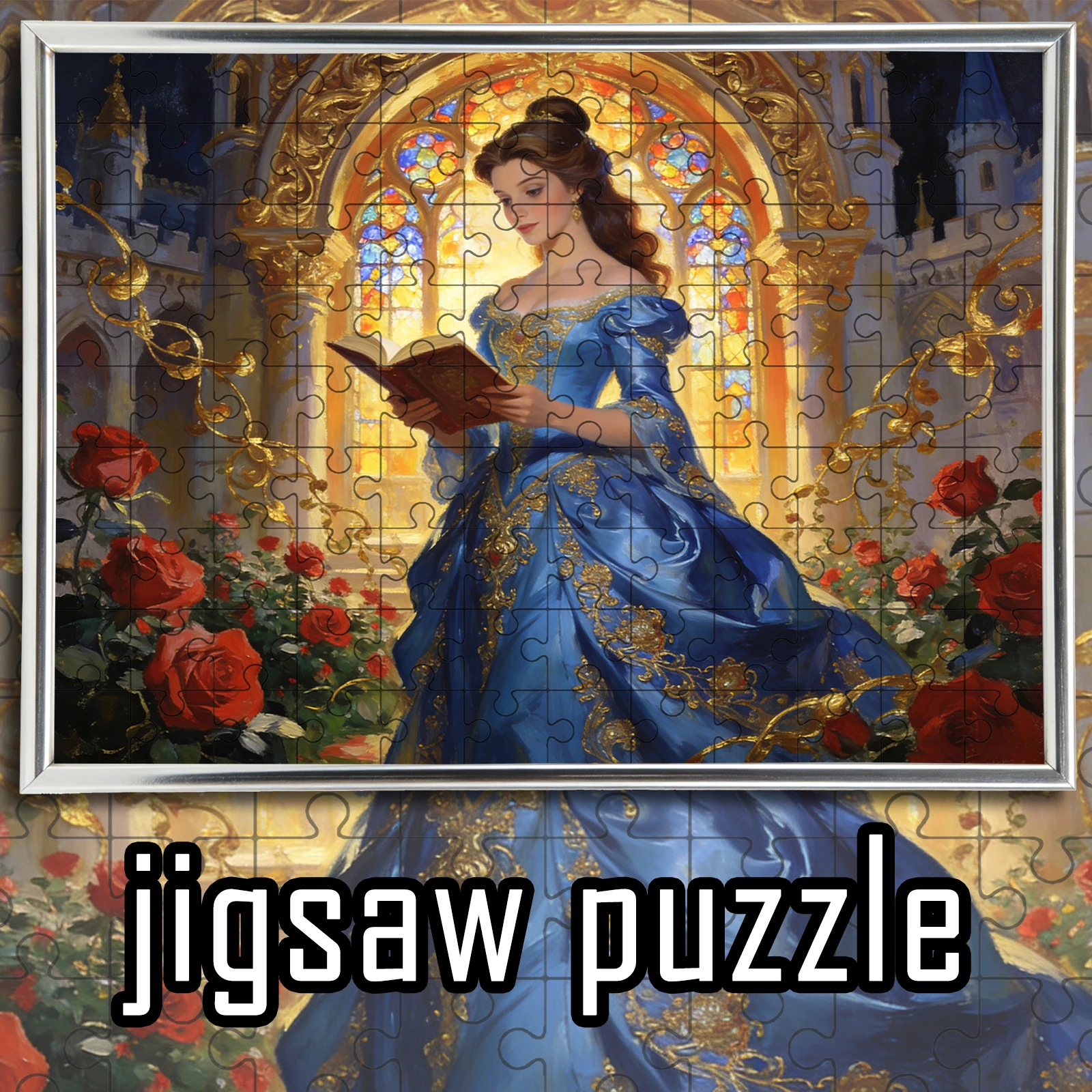 Belle Blue Gown Wooden Puzzle 108/200/300/500/1000pcs - Golden Stained Glass & Castle Rose Garden Art
Belle Blue Gown Wooden Puzzle 108/200/300/500/1000pcs - Golden Stained Glass & Castle Rose Garden Art
