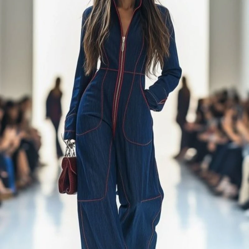 Women's Lapel Retro Zipper Pocket Long-Sleeved Wide-Leg Jumpsuit
Women's Lapel Retro Zipper Pocket Long-Sleeved Wide-Leg Jumpsuit
