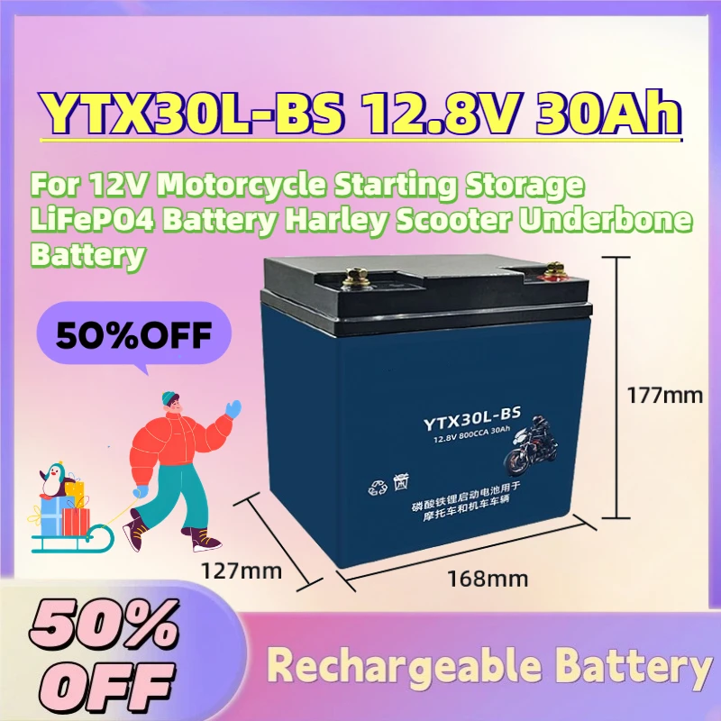 New YTX30L-BS 12.8V 30Ah Batteries Packs for 12V Motorcycle Starting Storage LiFePO4 Battery Harley Scooter Underbone Battery
New YTX30L-BS 12.8V 30Ah Batteries Packs for 12V Motorcycle Starting Storage LiFePO4 Battery Harley Scooter Underbone Battery