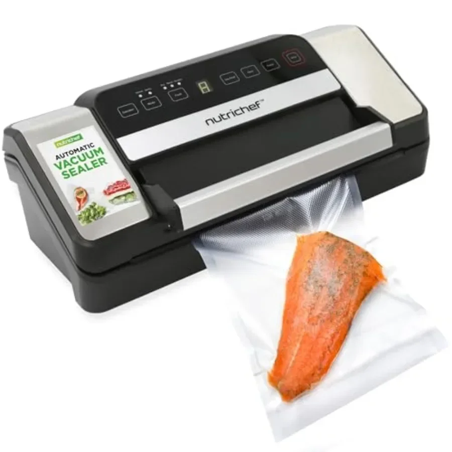 Countertop vacuum sealer for food preservation: durable plastic body black color easy-lock handle for one-handed operation and
Countertop vacuum sealer for food preservation: durable plastic body black color easy-lock handle for one-handed operation and
