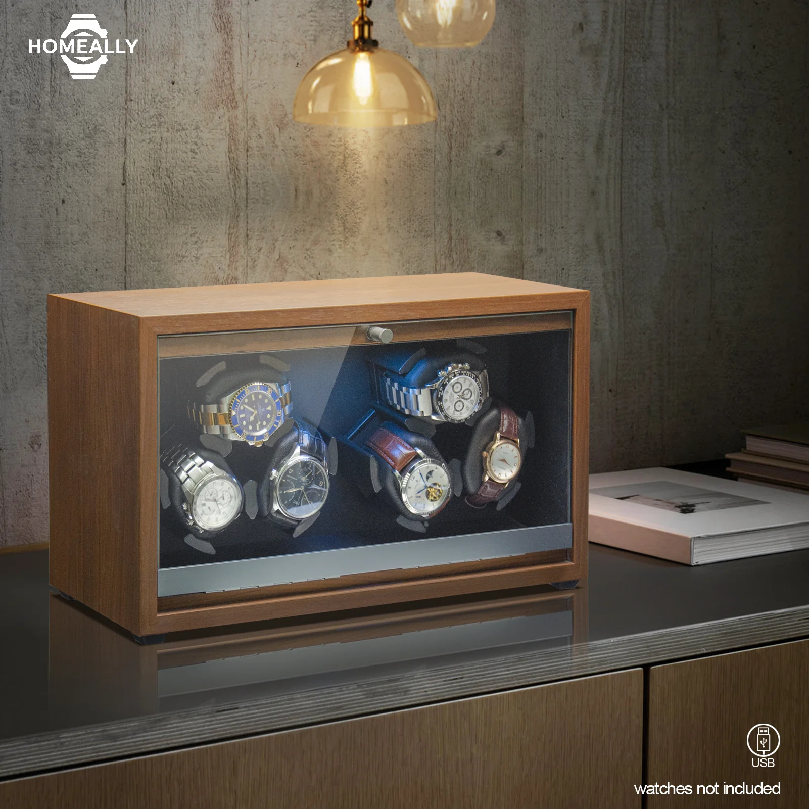 3/6 Slots Automatic Watch Winder, Wood Grain Watch Storage Box with LED Light, Watch Display Case for Men Women, USB Powered
3/6 Slots Automatic Watch Winder, Wood Grain Watch Storage Box with LED Light, Watch Display Case for Men Women, USB Powered