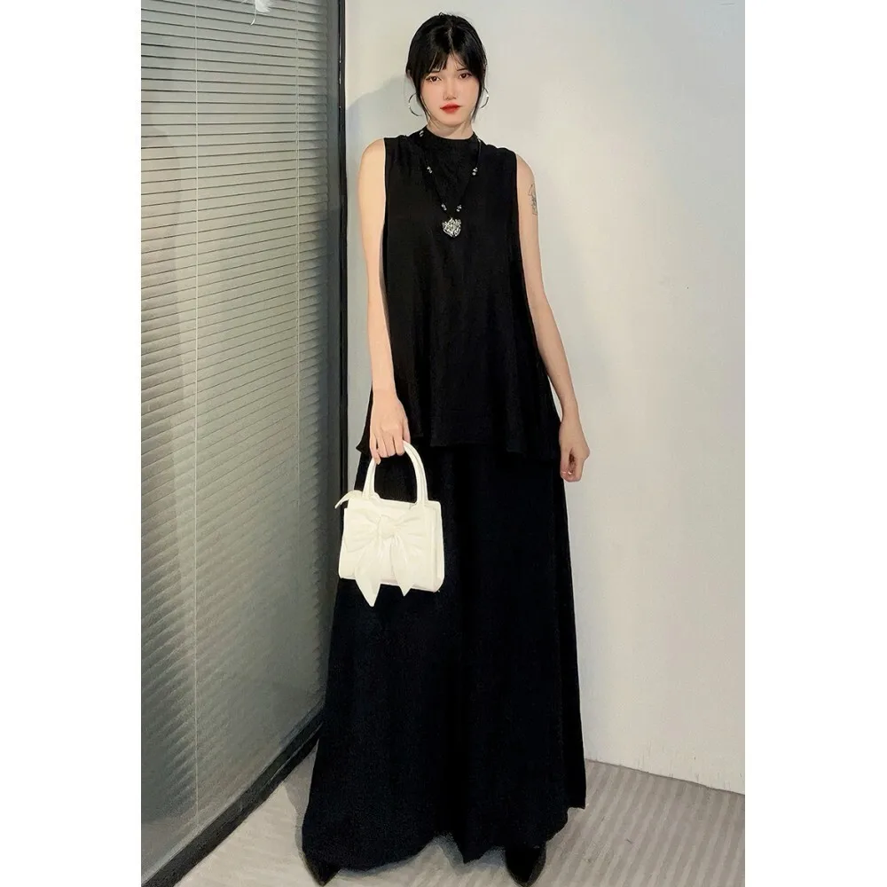 2024 Summer New Black Pant Set Women Sleeveless Top + Wide Leg Pants Two Piece Set Loose Size ZF116
2024 Summer New Black Pant Set Women Sleeveless Top + Wide Leg Pants Two Piece Set Loose Size ZF116