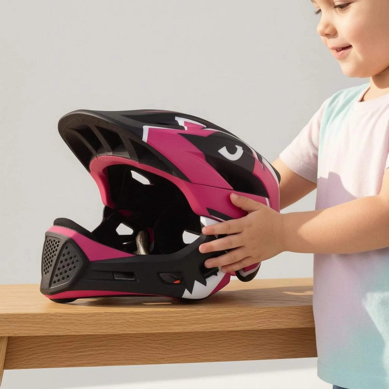 Detachable Chin Guard Helmet Visor-Style Coverage Full-Face Cycling Helmet Sports Gear Streamlined Black for Children
Detachable Chin Guard Helmet Visor-Style Coverage Full-Face Cycling Helmet Sports Gear Streamlined Black for Children