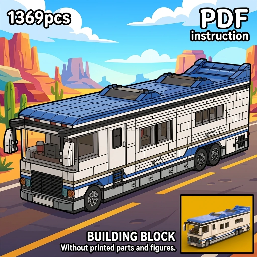 MOC Luxury Motorhome Building Blocks Minifig-Scale RV Camper with Slide-Outs City Diorama Vehicle Adult Brick Set
MOC Luxury Motorhome Building Blocks Minifig-Scale RV Camper with Slide-Outs City Diorama Vehicle Adult Brick Set