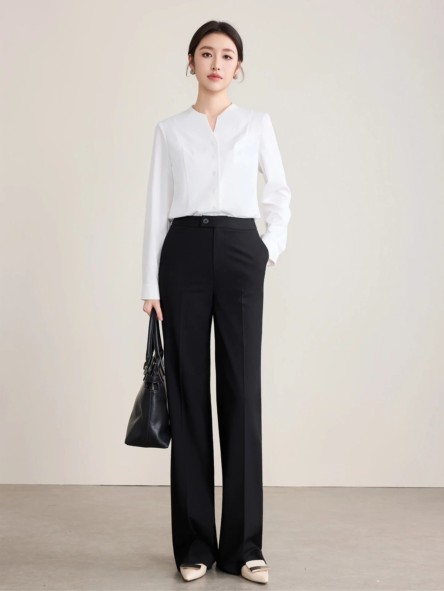Ele Simple White V-Ne Long Sve irt Women's Slim Fit Interview Commute Profional irt Pants Set Faionable
Ele Simple White V-Ne Long Sve irt Women's Slim Fit Interview Commute Profional irt Pants Set Faionable