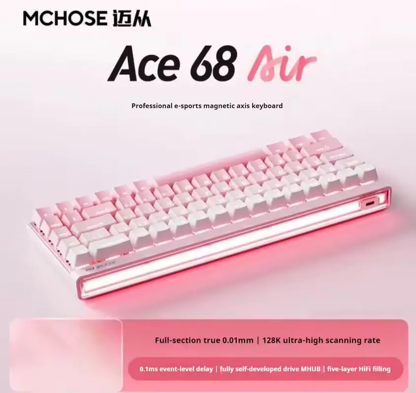 Mchose Ace 68 Air Magnetic Axis Mechanical Keyboard Three-Mode Hot Plug Game Mechanical Keyboard Low Delay And High Performance
Mchose Ace 68 Air Magnetic Axis Mechanical Keyboard Three-Mode Hot Plug Game Mechanical Keyboard Low Delay And High Performance
