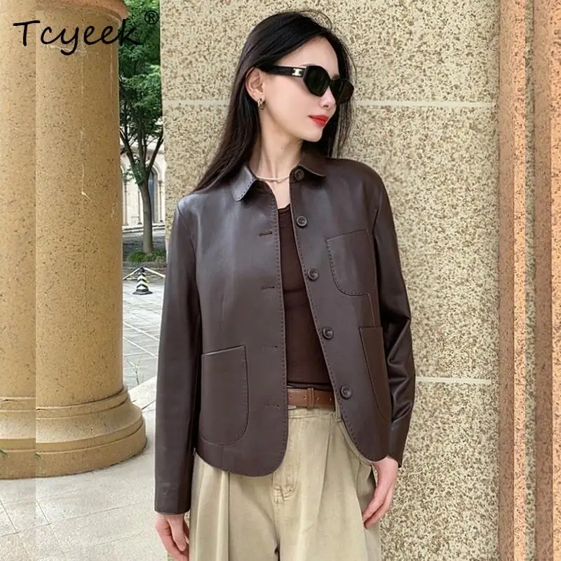 Tcyeek Real Leather Jacket Women Spring Autumn Clothes Natural Goatskin Coat Casual Woman Coats Woman Fashion Jaqueta De Couro
Tcyeek Real Leather Jacket Women Spring Autumn Clothes Natural Goatskin Coat Casual Woman Coats Woman Fashion Jaqueta De Couro