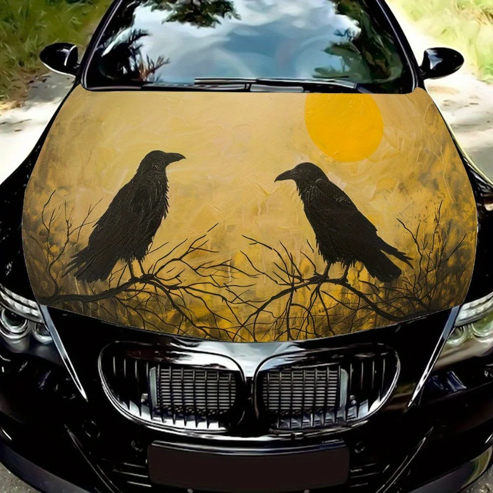 Dusk Twin Crows Pattern car hood stickers, waterproof self-adhesive, scratch resistant, easy to stick, durable car PVC stickers,
Dusk Twin Crows Pattern car hood stickers, waterproof self-adhesive, scratch resistant, easy to stick, durable car PVC stickers,