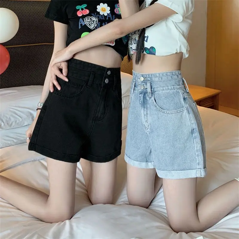 Black Double Buckle High Waist Denim Shorts Women's Slimming Loose Korean Style A-Line Wide Leg Summer New Super Shorts
Black Double Buckle High Waist Denim Shorts Women's Slimming Loose Korean Style A-Line Wide Leg Summer New Super Shorts