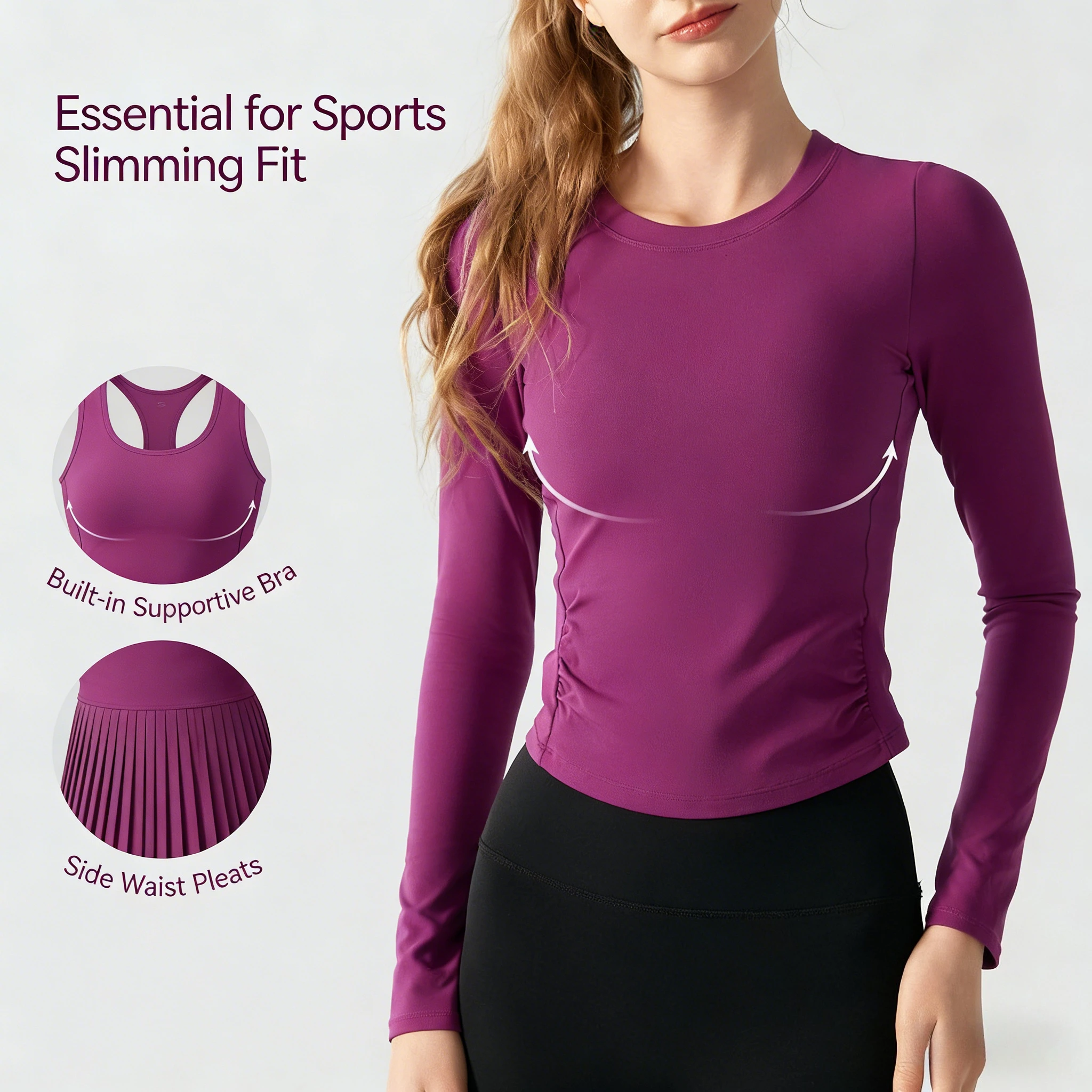 Slim Fit Cropped Workout Top for Women, Long Sleeve Quick Dry Yoga Shirt - High Waist Fitness Tee for Gym, Running, Yoga
Slim Fit Cropped Workout Top for Women, Long Sleeve Quick Dry Yoga Shirt - High Waist Fitness Tee for Gym, Running, Yoga