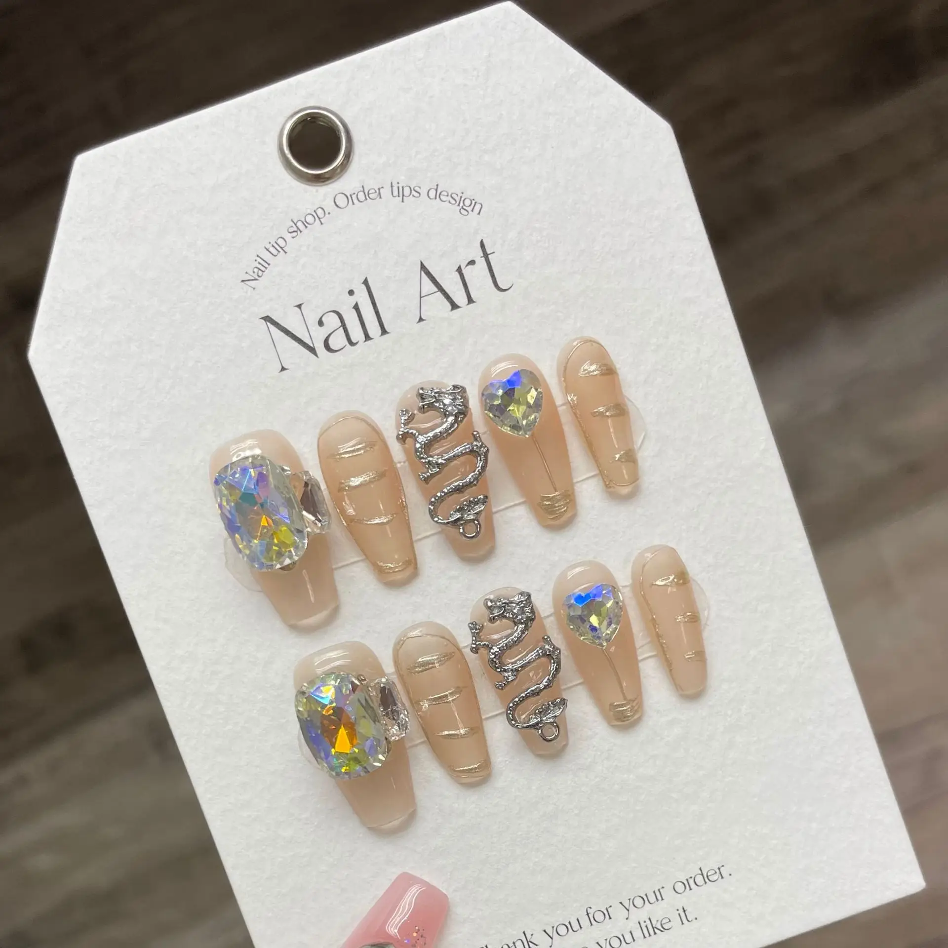 10 PCS Luxury Handmade Press on Nails Middle Trapezoid Dragon Totem Design False Nails with 4-PIECE Tool Adhesive Nail Glue Tabs
10 PCS Luxury Handmade Press on Nails Middle Trapezoid Dragon Totem Design False Nails with 4-PIECE Tool Adhesive Nail Glue Tabs