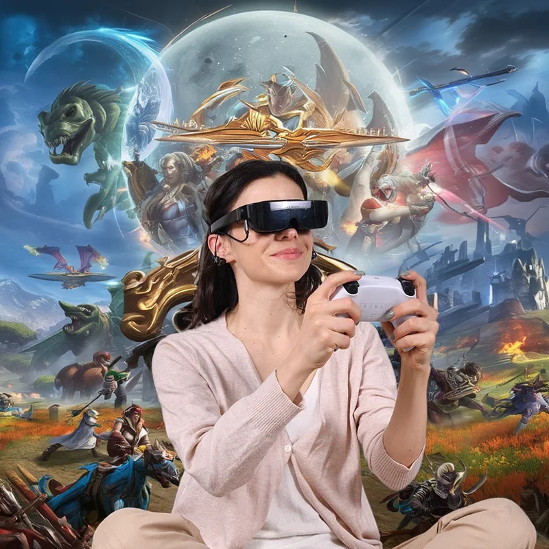 Fashion Head Mounted Smart Glasses Wireless Headphones With Oled 3D Display Smart Glasses Headset
Fashion Head Mounted Smart Glasses Wireless Headphones With Oled 3D Display Smart Glasses Headset