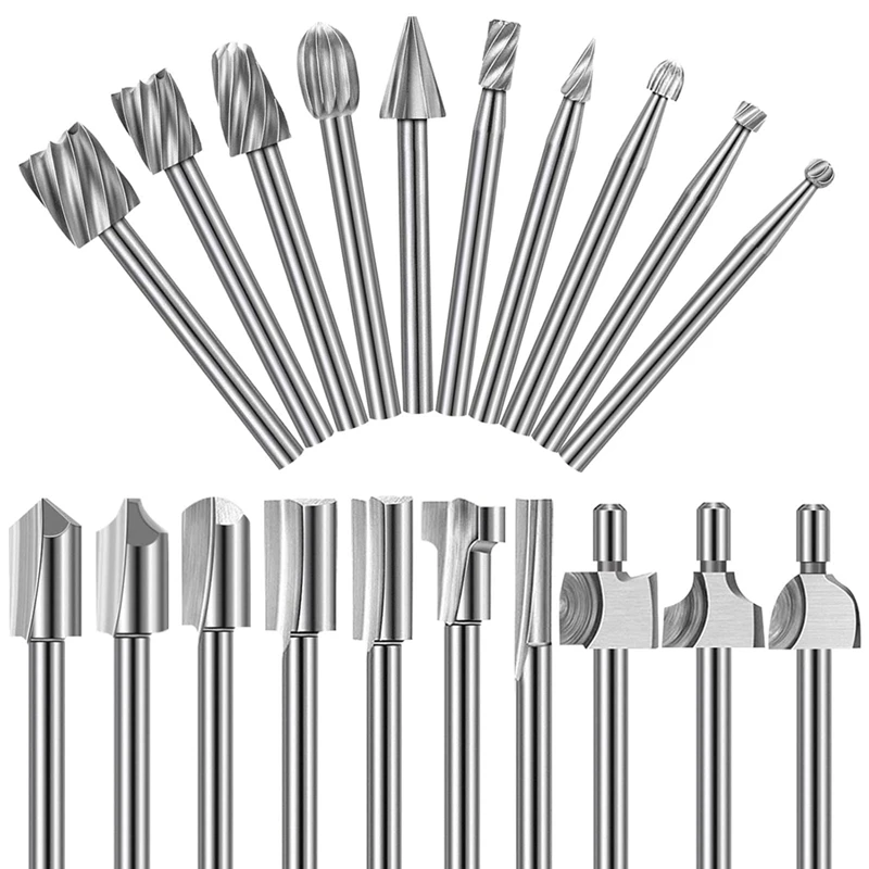 LJL-20Pc HSS Carving Bits Wood Engraving And Router Bit With 1/8In(3Mm),Rotary Tools Accessories For DIY Woodworking,Carving 
LJL-20Pc HSS Carving Bits Wood Engraving And Router Bit With 1/8In(3Mm),Rotary Tools Accessories For DIY Woodworking,Carving