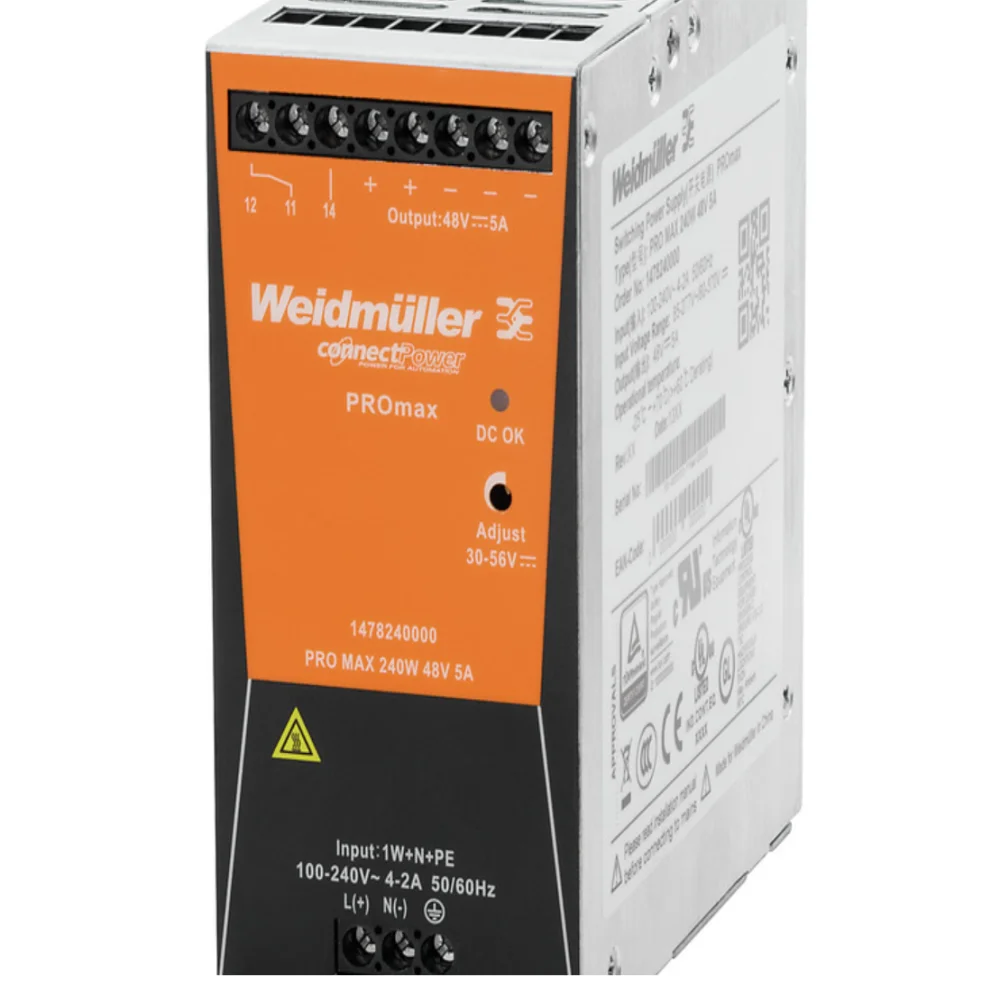 1478130000 Weidmueller Power Supply, Switch-mode Power Supply Unit, 24V PRO MAX 240W 24V 10A Weidmuller
1478130000 Weidmueller Power Supply, Switch-mode Power Supply Unit, 24V PRO MAX 240W 24V 10A Weidmuller