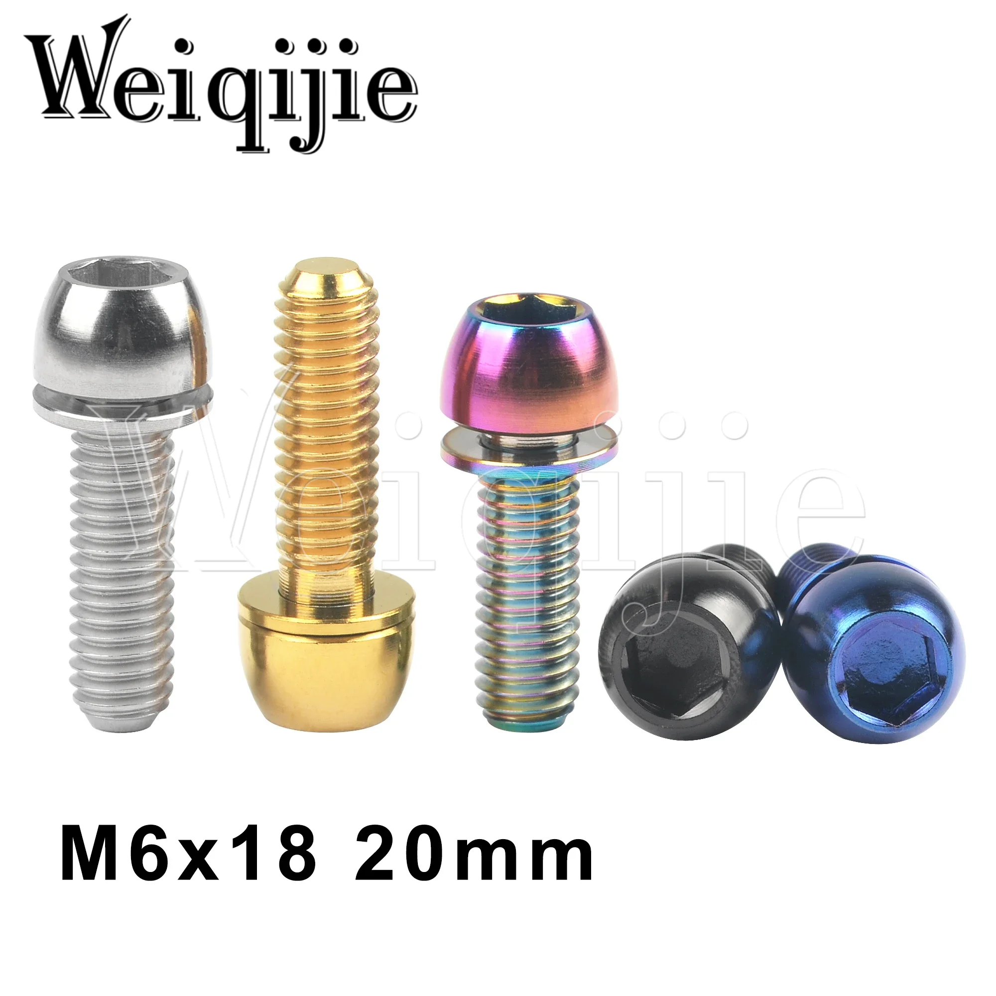 Weiqijie 6pcs Titanium Bolt M6x18mm 20mm Ball Tapered Conical Head with Washer Screw for Bicycle Brake
Weiqijie 6pcs Titanium Bolt M6x18mm 20mm Ball Tapered Conical Head with Washer Screw for Bicycle Brake