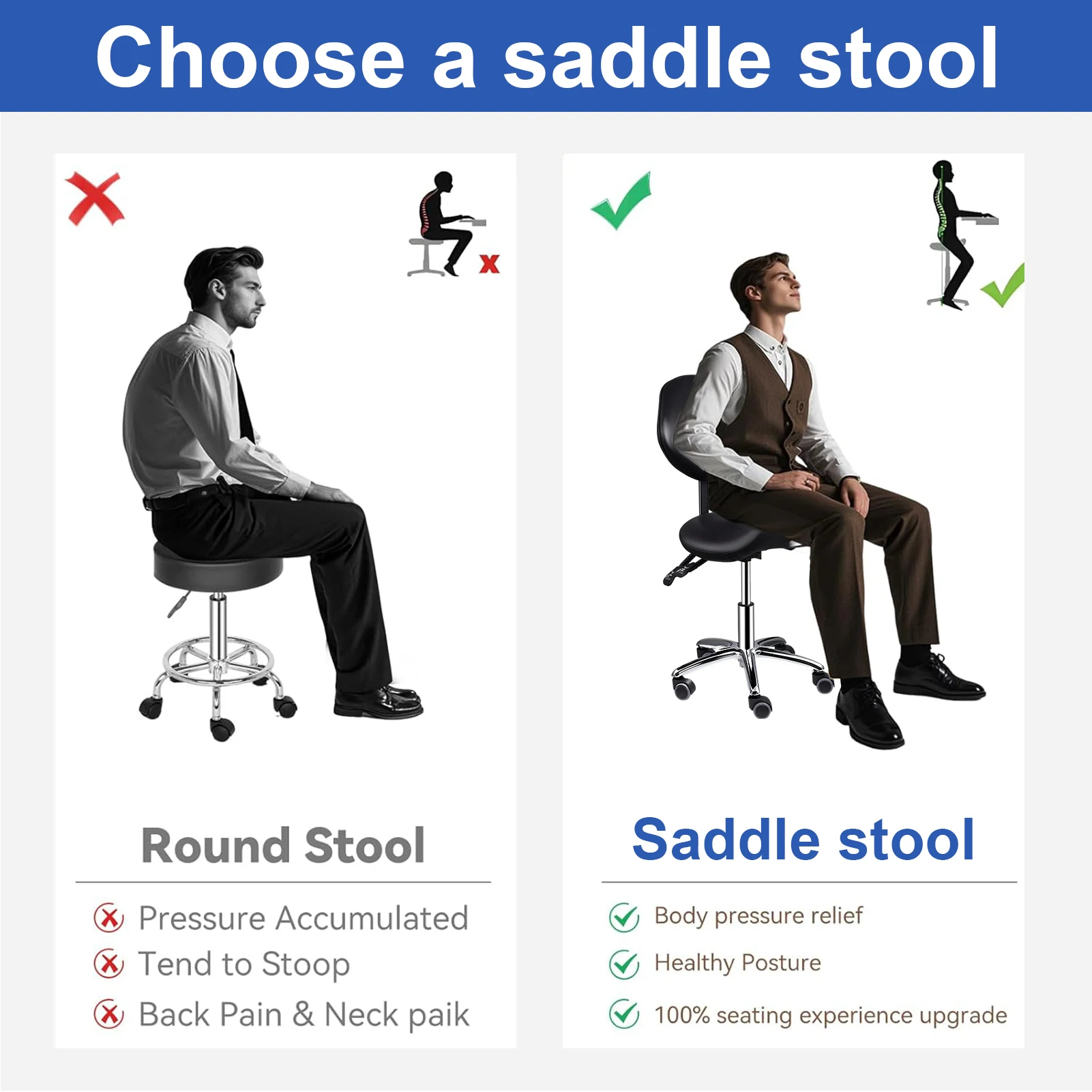 Ergonomic Saddle Stool with Wheels, Heavy Duty Adjustable Salon Stool with Backrest, Rolling Hydraulic Esthetician Chair for Home Office, 360° Swivel Caster Seat for Dentist Massage Therapist Kitchen Black
Ergonomic Saddle Stool with Wheels, Heavy Duty Adjustable Salon Stool with Backrest, Rolling Hydraulic Esthetician Chair for Home Office, 360° Swivel Caster Seat for Dentist Massage Therapist Kitchen Black