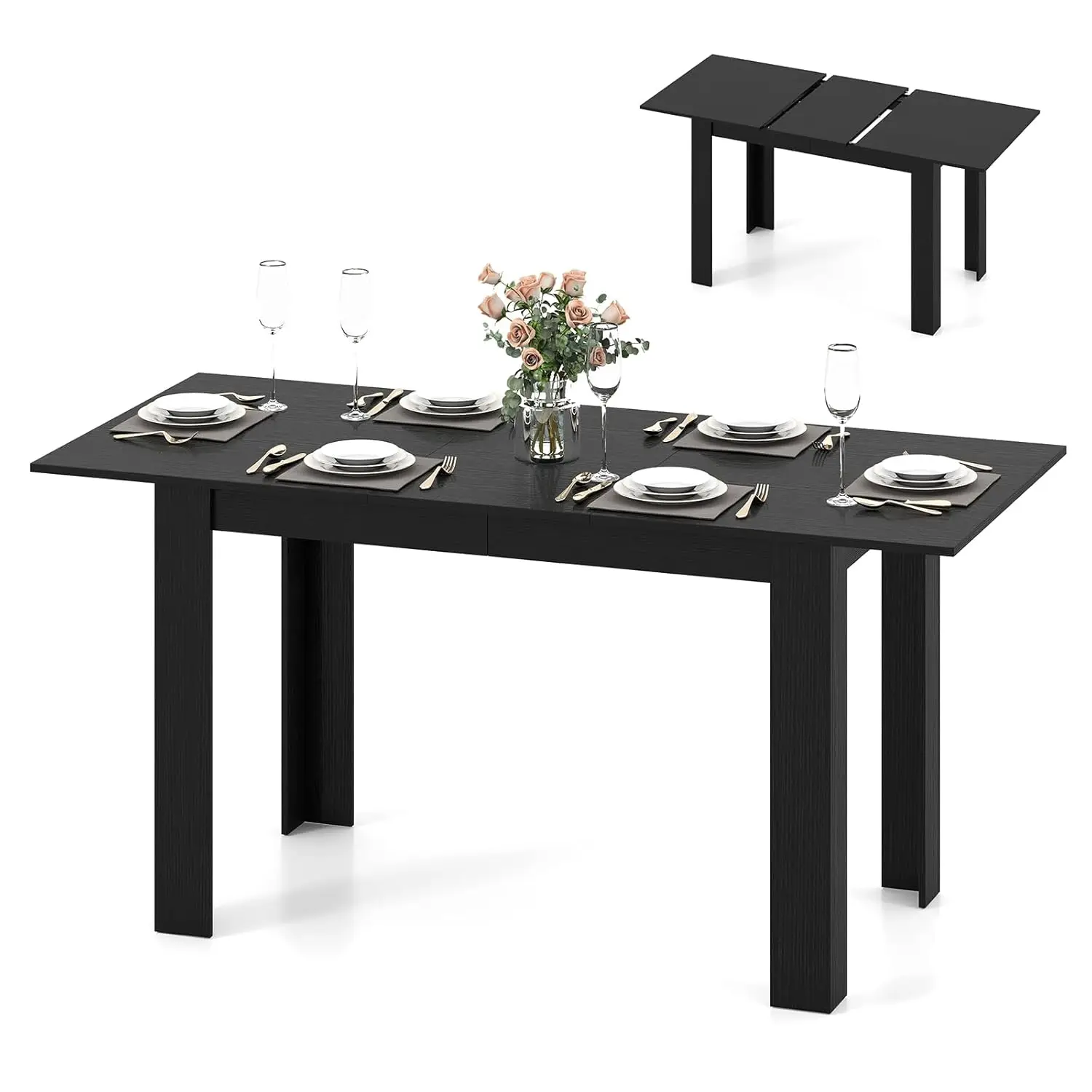47-62 in Extendable Dining Room Table For 4-8, Farmhouse Dining Table With L-Shaped Legs, Large Wood Grain Tabletop,, Customized
47-62 in Extendable Dining Room Table For 4-8, Farmhouse Dining Table With L-Shaped Legs, Large Wood Grain Tabletop,, Customized