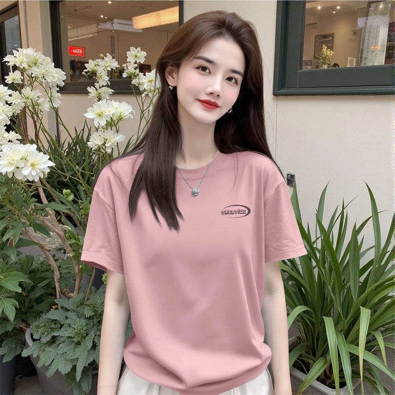 Summer Casual Loose Short Sleeve round Neck T-Shirt Women's Fashion Commuting Versatile Korean Style Mom Pink Top
Summer Casual Loose Short Sleeve round Neck T-Shirt Women's Fashion Commuting Versatile Korean Style Mom Pink Top