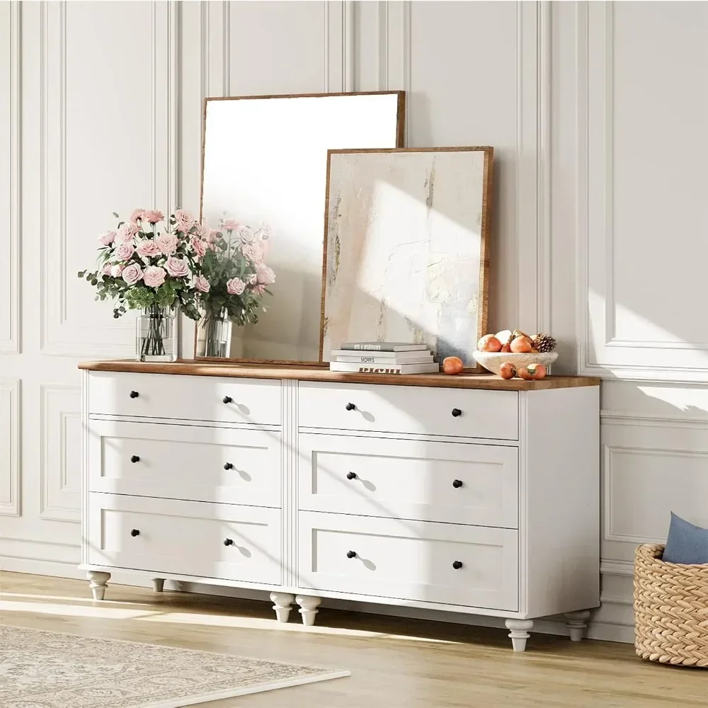 Dresser for Bedroom with 6 Drawers, White Dressers with Wide Chest of Drawers, Mid Century Modern Wooden Closet Storage Organize
Dresser for Bedroom with 6 Drawers, White Dressers with Wide Chest of Drawers, Mid Century Modern Wooden Closet Storage Organize