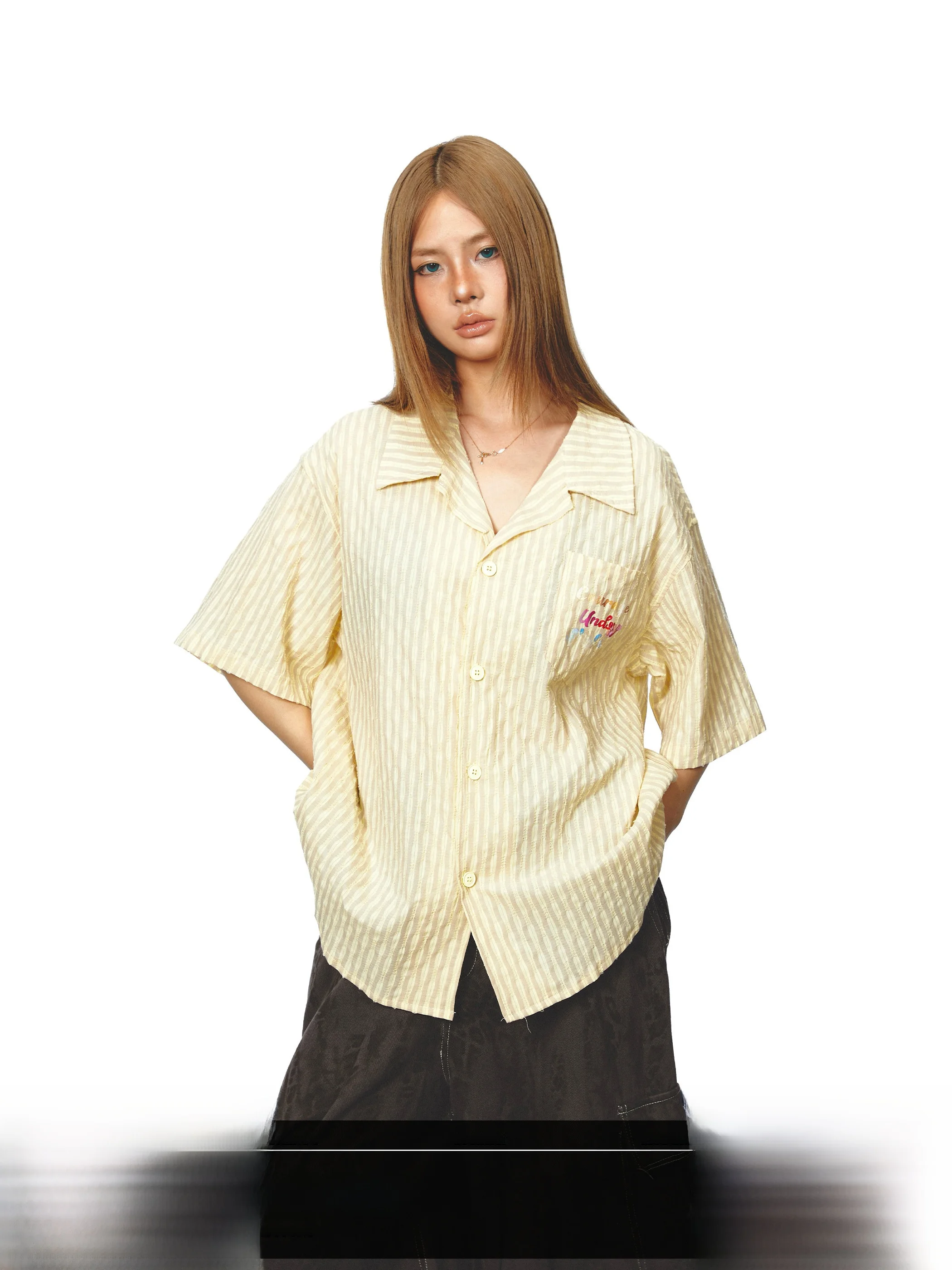 Blackbb American Street Style Loose Fit Short Sleeve Shirt Women Summer Casual Versatile Couple's Striped Button down Top
Blackbb American Street Style Loose Fit Short Sleeve Shirt Women Summer Casual Versatile Couple's Striped Button down Top