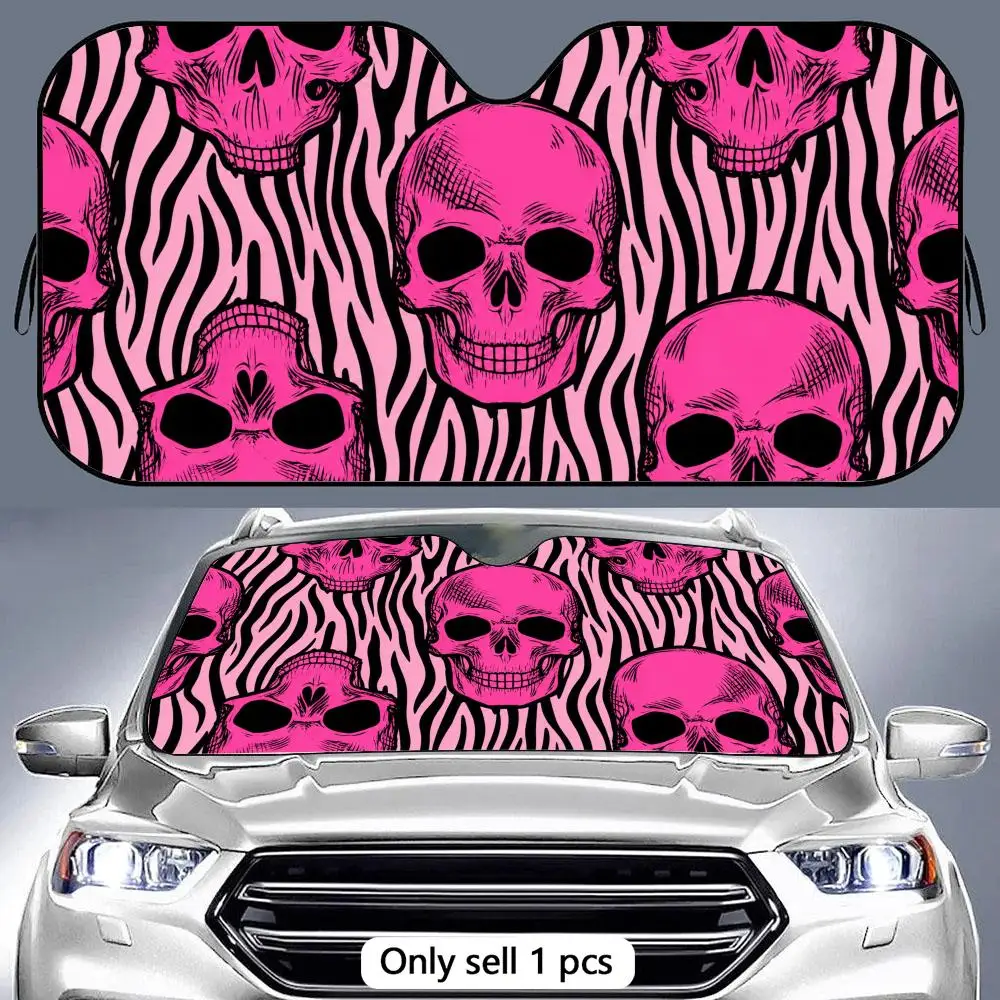 Funny Pink Skull Sun Visor Aluminum Foil Windshield Sunshade with Reflective UV Block Heat Insulation Foldable Universal Fit
Funny Pink Skull Sun Visor Aluminum Foil Windshield Sunshade with Reflective UV Block Heat Insulation Foldable Universal Fit