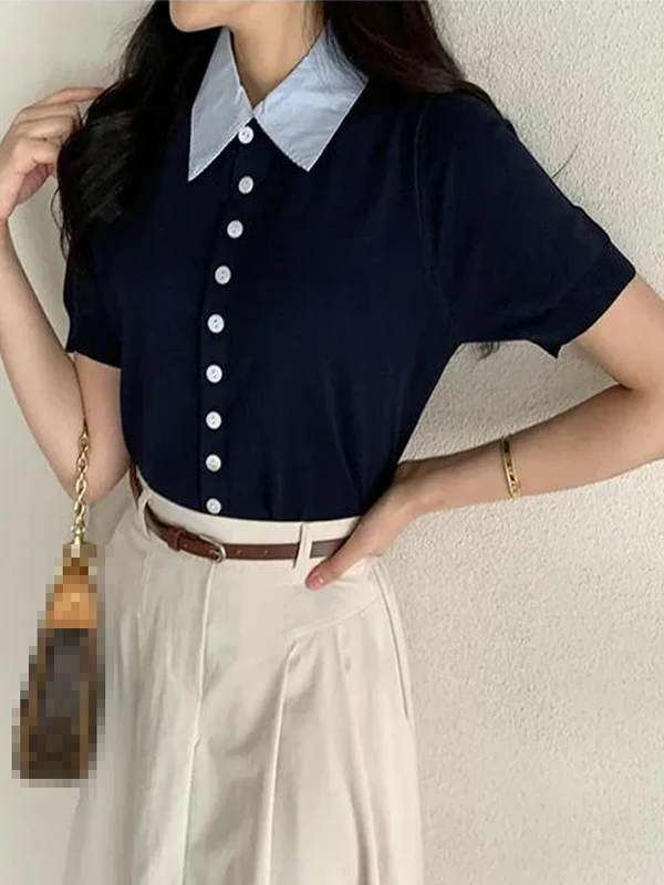 Korean Sle ort Sve Knitted irt Women's Summer New Faion Age Reduction College Sle Fake Two-Tone T-irt
Korean Sle ort Sve Knitted irt Women's Summer New Faion Age Reduction College Sle Fake Two-Tone T-irt