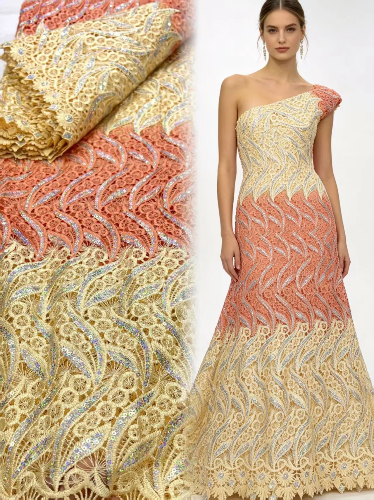 2026 High Quality african guipure Sequins Fabrics Luxury cord Lace Fabric African Lace For Wedding Dress Women
2026 High Quality african guipure Sequins Fabrics Luxury cord Lace Fabric African Lace For Wedding Dress Women