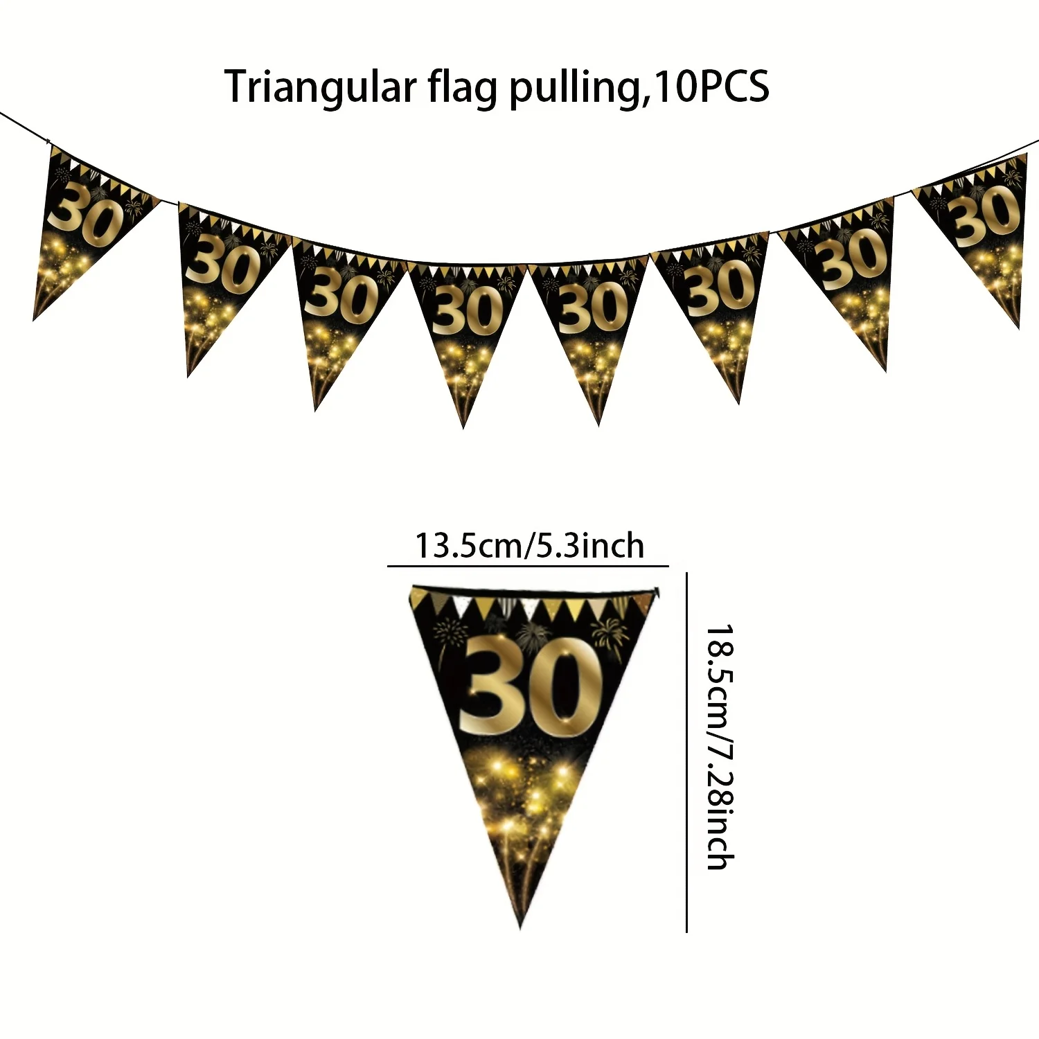 Happy 30th Birthday Banner Black Gold Triangle Flag Bunting Party Decoration 30 Years Old Garland for Men Women Anniversary
Happy 30th Birthday Banner Black Gold Triangle Flag Bunting Party Decoration 30 Years Old Garland for Men Women Anniversary