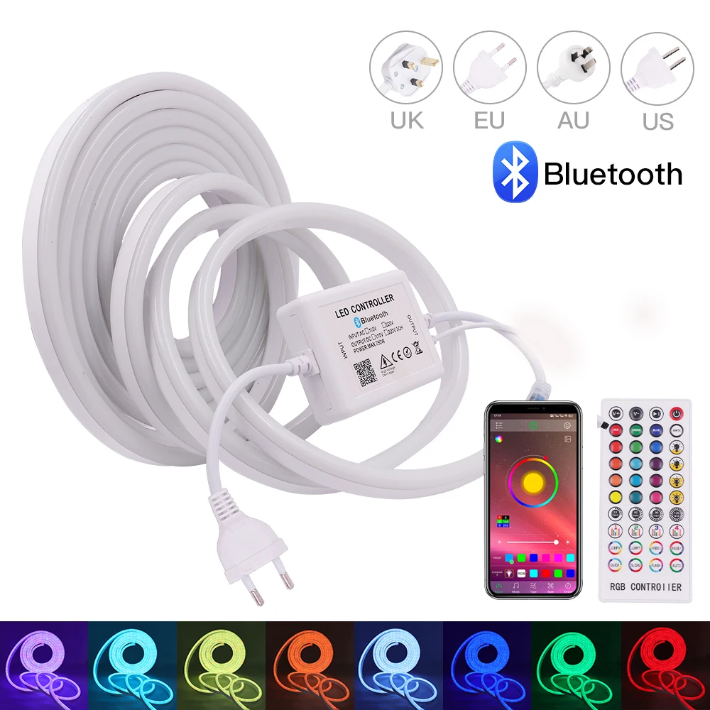 RGB Neon Strip 110V 220V Waterproof Bluetoot APP Control Outdoor Garden Decor SMD 5050 Diode Lamp Flexible Ribbon Tape LED Strip
RGB Neon Strip 110V 220V Waterproof Bluetoot APP Control Outdoor Garden Decor SMD 5050 Diode Lamp Flexible Ribbon Tape LED Strip