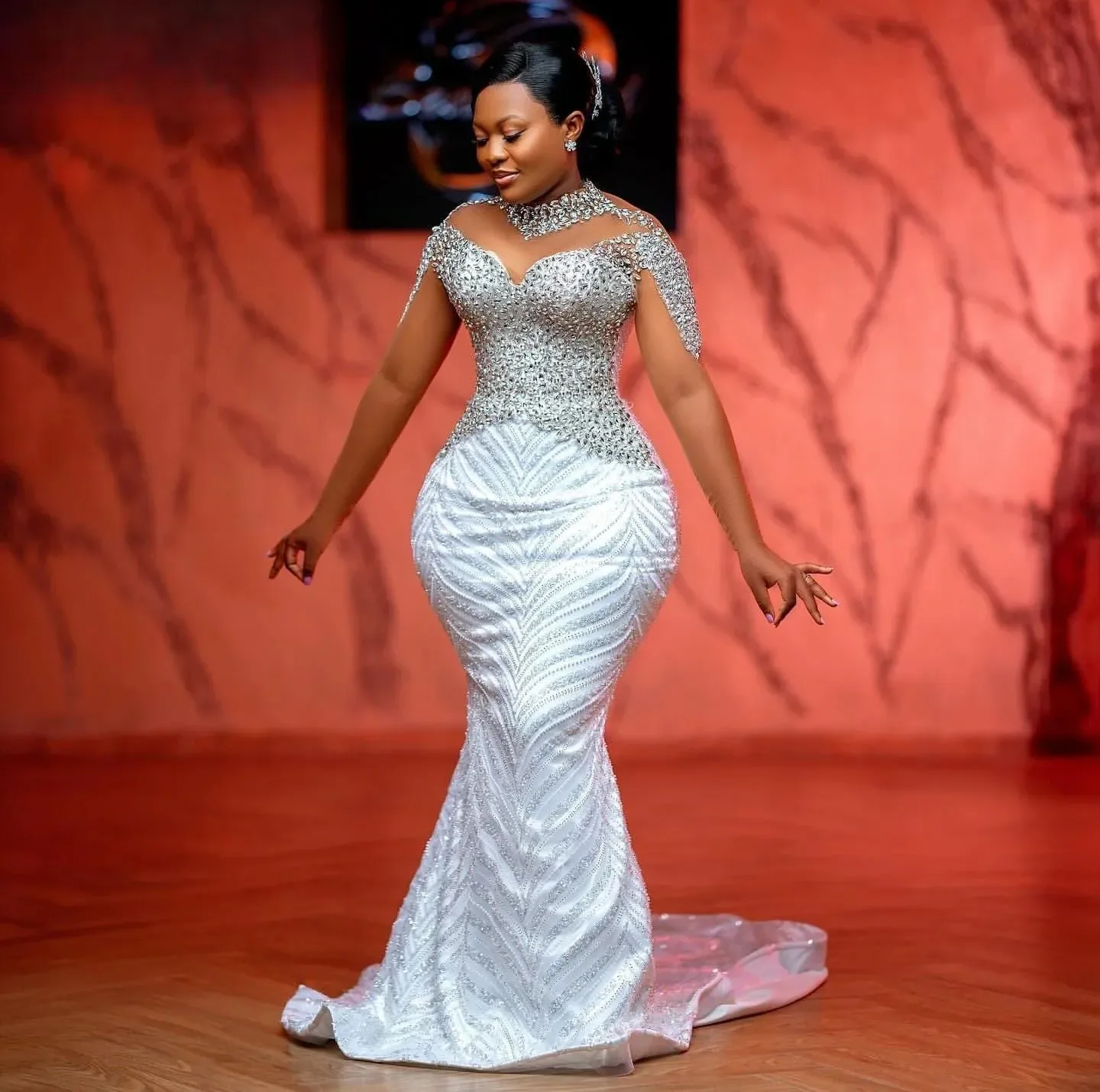 Luxurious Mermaid African Wedding Dress 2026 Detachable Train Sheer O-Neck Beaded Crystals Satin Bride Bridal Gown Vestidos
Luxurious Mermaid African Wedding Dress 2026 Detachable Train Sheer O-Neck Beaded Crystals Satin Bride Bridal Gown Vestidos