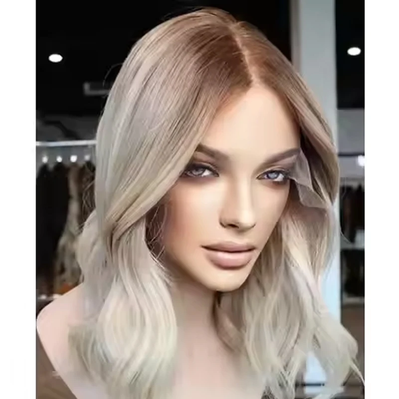 Natural Synthetic Wig Fashion hair lace front wig Shoulder length glue-free Ombre Blonde Grey short Wig For Women Daily Use
Natural Synthetic Wig Fashion hair lace front wig Shoulder length glue-free Ombre Blonde Grey short Wig For Women Daily Use