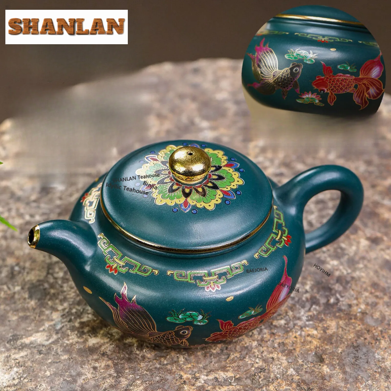420ml Vintage Yixing Purple Clay Teapots Handmade Goldfish Pot Raw Ore Dark Green Mud Kettle Zisha Tea Set Cafes Accessories
420ml Vintage Yixing Purple Clay Teapots Handmade Goldfish Pot Raw Ore Dark Green Mud Kettle Zisha Tea Set Cafes Accessories