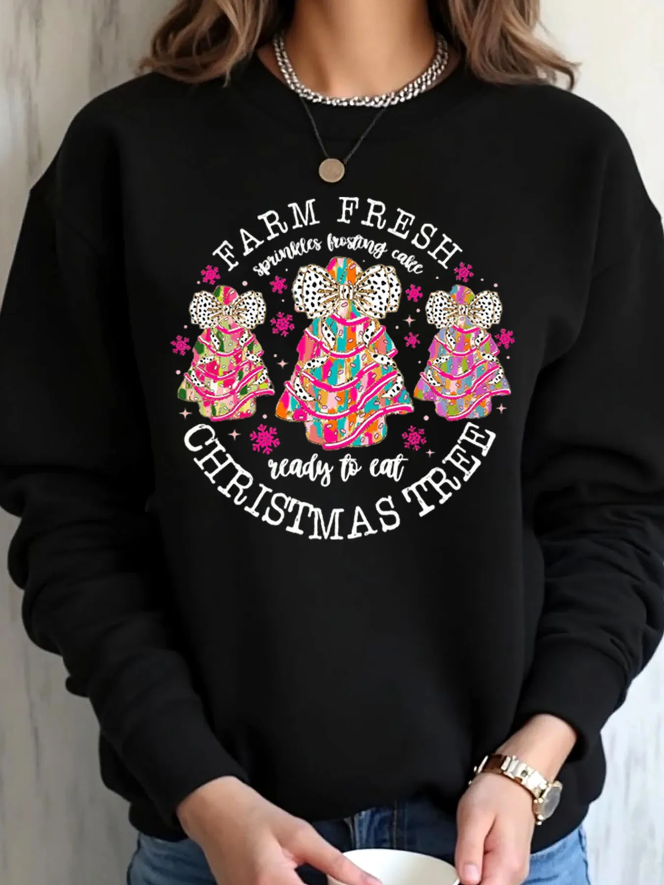 Женская толстовка большого размера с принтом рождественской елки и торта, готовая к употреблению праздничный наряд, уличная одежда
Женская толстовка большого размера с принтом рождественской елки и торта, готовая к употреблению праздничный наряд, уличная одежда