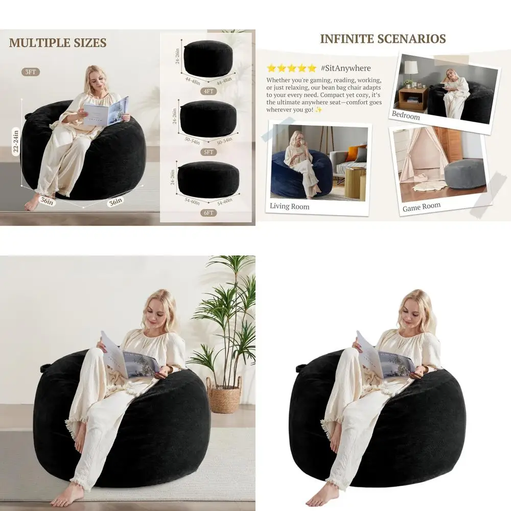 Роскошное бархатное кресло-мешок для взрослых со съемным чехлом, идеально подходит для гостиной или спальни, черное
Роскошное бархатное кресло-мешок для взрослых со съемным чехлом, идеально подходит для гостиной или спальни, черное