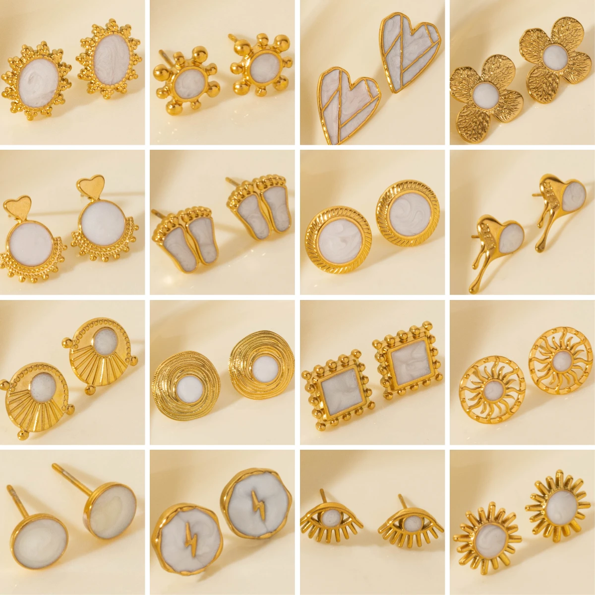 Bohemia Gold Plated White Enamel Stud Earrings Stainless Steel Earrings Women Girl Jewelry Birthday Anniversary Gifts Never Fade
Bohemia Gold Plated White Enamel Stud Earrings Stainless Steel Earrings Women Girl Jewelry Birthday Anniversary Gifts Never Fade
