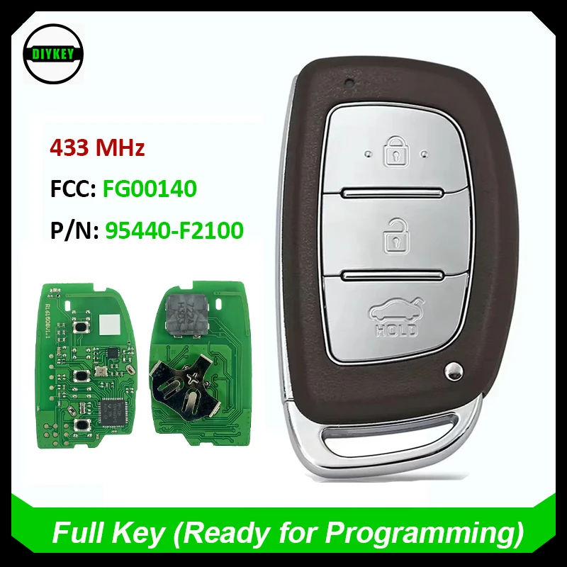 DIYKEY 95440-F2100 Smart Remote Car Key Fob 3 Buttons 433MHz 8A Chip For Hyundai Elantra 2016 2017 2018 FCC ID: FG00140
DIYKEY 95440-F2100 Smart Remote Car Key Fob 3 Buttons 433MHz 8A Chip For Hyundai Elantra 2016 2017 2018 FCC ID: FG00140